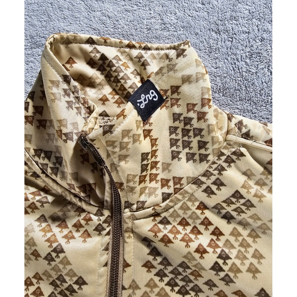 Vintage LRG Lifted Research Group Track Jacket Tan Brown All Over Print Size M - Picture 11 of 12